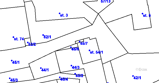 Parcela st. 45/7 v KÚ Sudoměřice u Tábora, Katastrální mapa