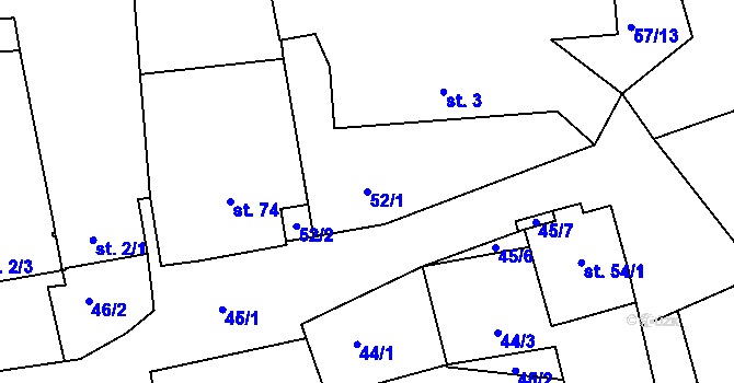 Parcela st. 52/1 v KÚ Sudoměřice u Tábora, Katastrální mapa