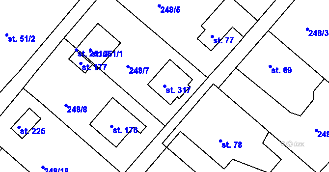 Parcela st. 317 v KÚ Sudoměřice u Tábora, Katastrální mapa