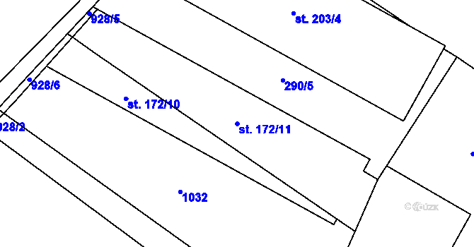 Parcela st. 172/11 v KÚ Sudovo Hlavno, Katastrální mapa