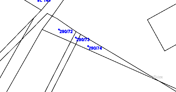 Parcela st. 290/74 v KÚ Sudovo Hlavno, Katastrální mapa