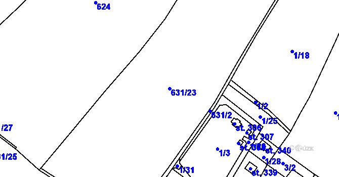 Parcela st. 631/23 v KÚ Sudovo Hlavno, Katastrální mapa