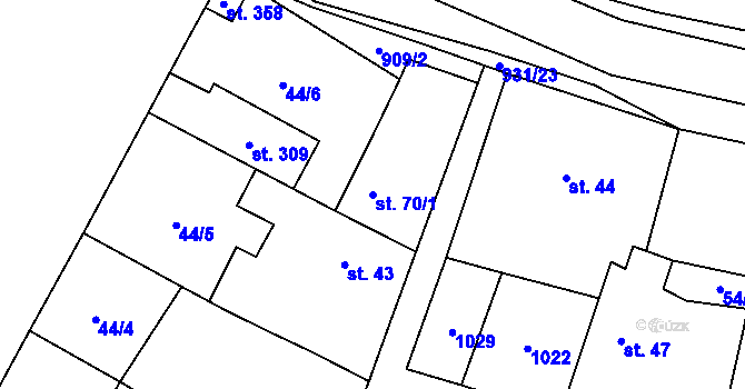 Parcela st. 70/1 v KÚ Sudovo Hlavno, Katastrální mapa