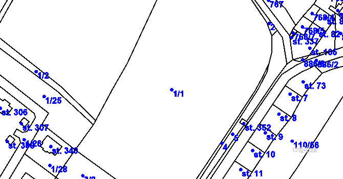 Parcela st. 1/1 v KÚ Sudovo Hlavno, Katastrální mapa