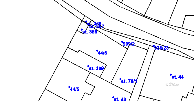 Parcela st. 44/6 v KÚ Sudovo Hlavno, Katastrální mapa