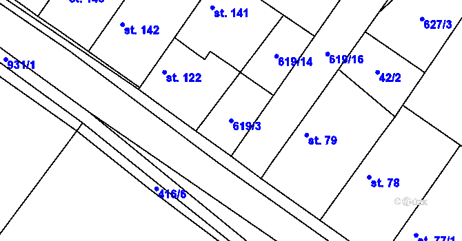 Parcela st. 619/3 v KÚ Sudovo Hlavno, Katastrální mapa