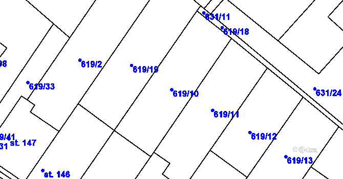 Parcela st. 619/10 v KÚ Sudovo Hlavno, Katastrální mapa