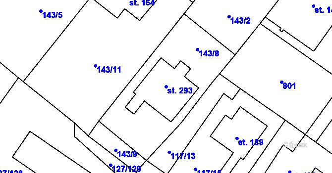 Parcela st. 293 v KÚ Sudovo Hlavno, Katastrální mapa