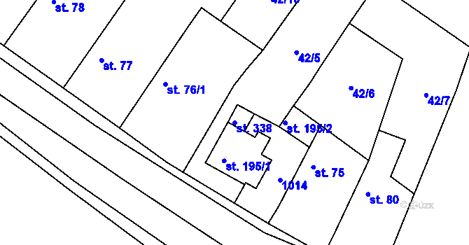 Parcela st. 338 v KÚ Sudovo Hlavno, Katastrální mapa