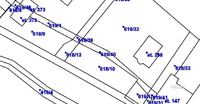 Parcela st. 619/40 v KÚ Sudovo Hlavno, Katastrální mapa