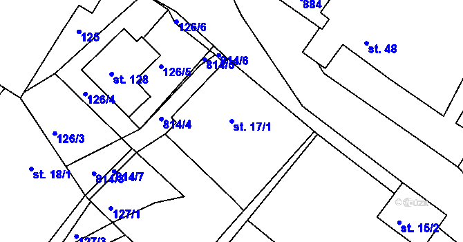 Parcela st. 17/1 v KÚ Sudslava, Katastrální mapa