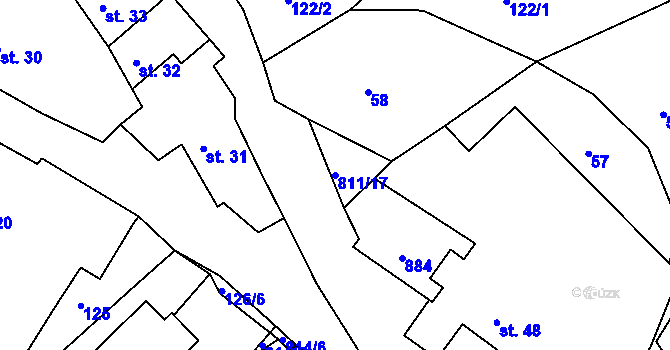 Parcela st. 811/17 v KÚ Sudslava, Katastrální mapa