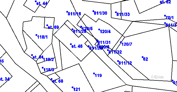 Parcela st. 811/29 v KÚ Sudslava, Katastrální mapa