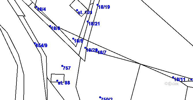 Parcela st. 18/7 v KÚ Sudslava, Katastrální mapa