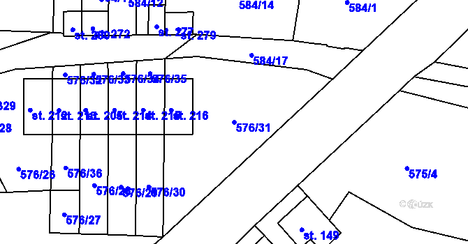 Parcela st. 576/31 v KÚ Suchá u Nejdku, Katastrální mapa