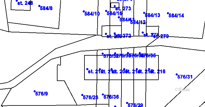 Parcela st. 576/32 v KÚ Suchá u Nejdku, Katastrální mapa