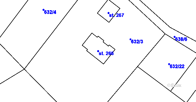 Parcela st. 266 v KÚ Suchá u Nejdku, Katastrální mapa