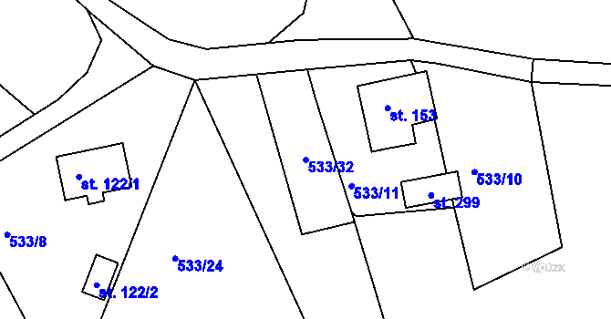 Parcela st. 533/32 v KÚ Suchá u Nejdku, Katastrální mapa