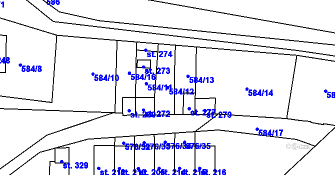 Parcela st. 584/12 v KÚ Suchá u Nejdku, Katastrální mapa