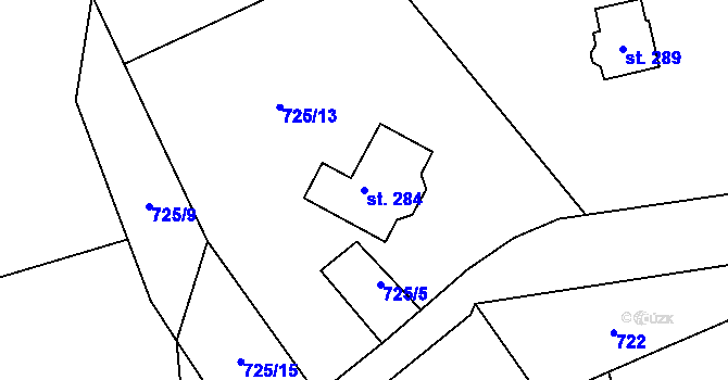 Parcela st. 284 v KÚ Suchá u Nejdku, Katastrální mapa