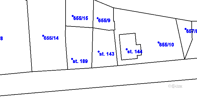 Parcela st. 143 v KÚ Suchá u Nejdku, Katastrální mapa