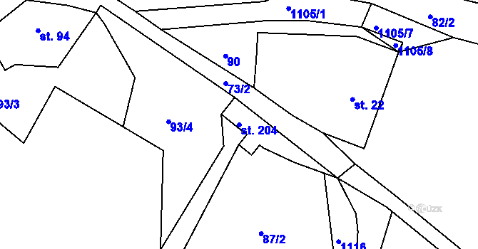 Parcela st. 204 v KÚ Suchá u Nejdku, Katastrální mapa