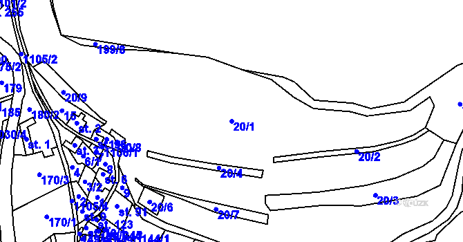 Parcela st. 20/1 v KÚ Suchá u Nejdku, Katastrální mapa