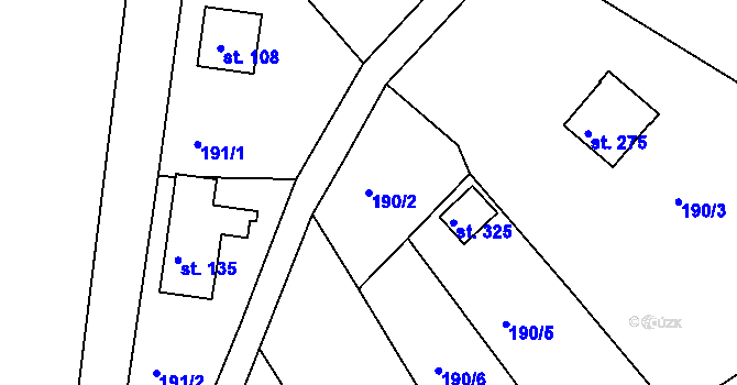 Parcela st. 190/2 v KÚ Suchá u Nejdku, Katastrální mapa