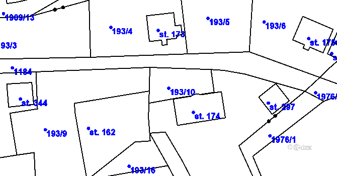 Parcela st. 193/10 v KÚ Suchá u Nejdku, Katastrální mapa