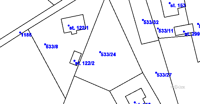 Parcela st. 533/24 v KÚ Suchá u Nejdku, Katastrální mapa
