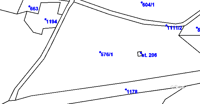 Parcela st. 576/1 v KÚ Suchá u Nejdku, Katastrální mapa