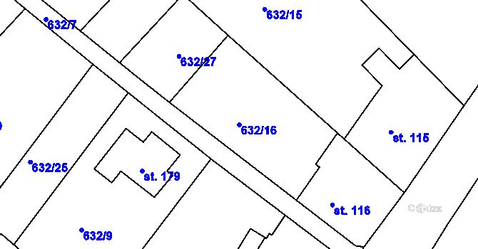 Parcela st. 632/16 v KÚ Suchá u Nejdku, Katastrální mapa