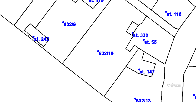 Parcela st. 632/19 v KÚ Suchá u Nejdku, Katastrální mapa