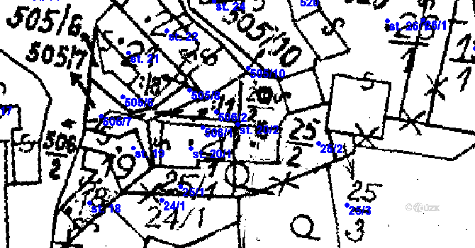 Parcela st. 20/2 v KÚ Květnov, Katastrální mapa