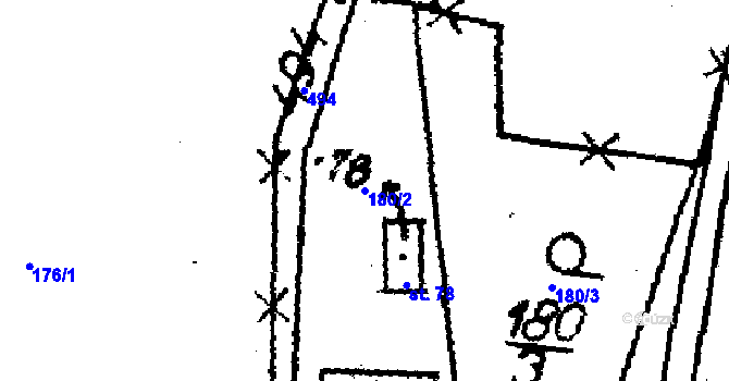 Parcela st. 180/2 v KÚ Květnov, Katastrální mapa