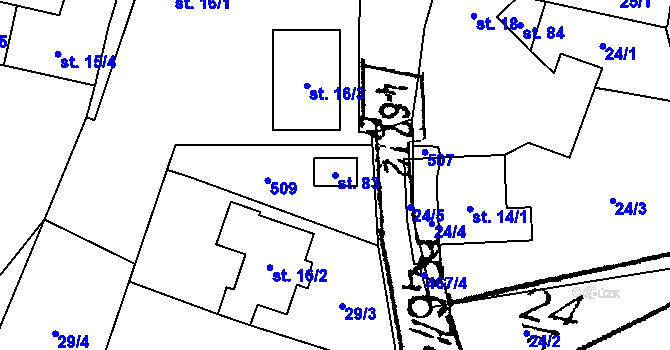 Parcela st. 83 v KÚ Květnov, Katastrální mapa