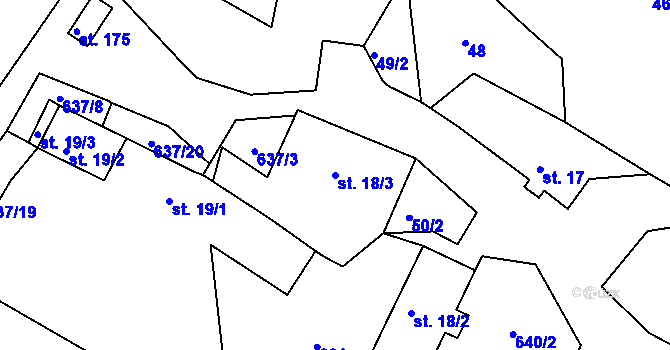 Parcela st. 18/3 v KÚ Suchá u Havlíčkova Brodu, Katastrální mapa