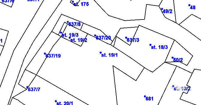 Parcela st. 19/1 v KÚ Suchá u Havlíčkova Brodu, Katastrální mapa