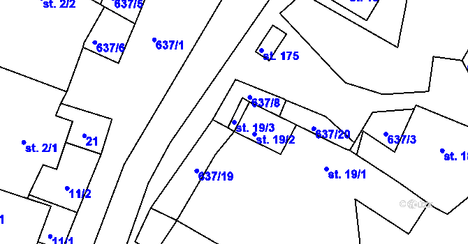 Parcela st. 19/3 v KÚ Suchá u Havlíčkova Brodu, Katastrální mapa