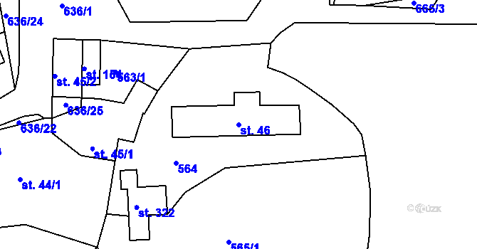 Parcela st. 46 v KÚ Suchá u Havlíčkova Brodu, Katastrální mapa