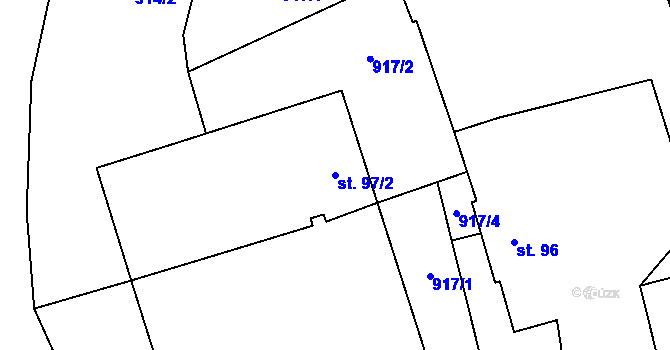 Parcela st. 97/2 v KÚ Suchá u Havlíčkova Brodu, Katastrální mapa
