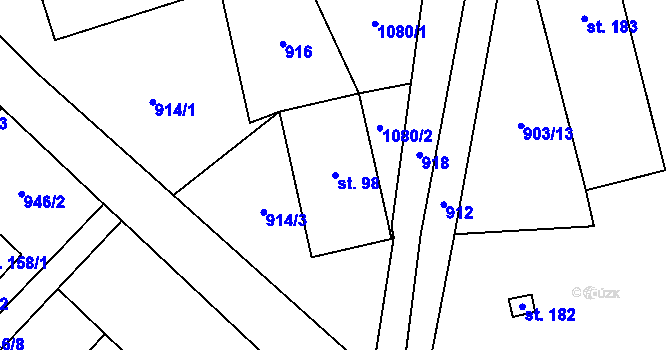 Parcela st. 98 v KÚ Suchá u Havlíčkova Brodu, Katastrální mapa