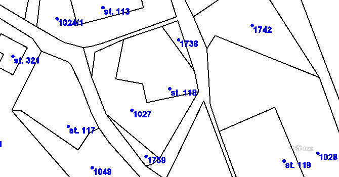Parcela st. 118 v KÚ Suchá u Havlíčkova Brodu, Katastrální mapa