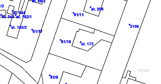 Parcela st. 173 v KÚ Suchá u Havlíčkova Brodu, Katastrální mapa