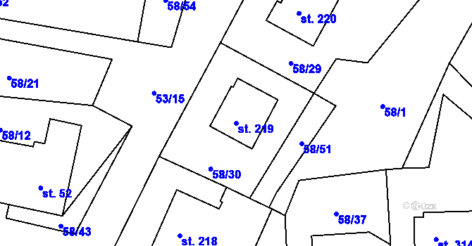 Parcela st. 219 v KÚ Suchá u Havlíčkova Brodu, Katastrální mapa