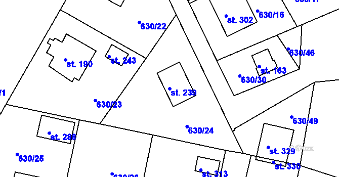 Parcela st. 239 v KÚ Suchá u Havlíčkova Brodu, Katastrální mapa