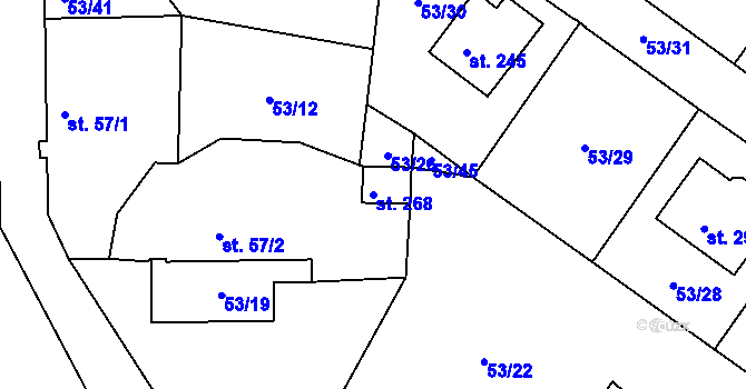 Parcela st. 268 v KÚ Suchá u Havlíčkova Brodu, Katastrální mapa
