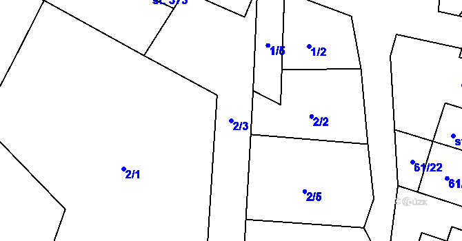 Parcela st. 2/3 v KÚ Suchá u Havlíčkova Brodu, Katastrální mapa