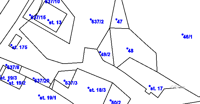 Parcela st. 49/2 v KÚ Suchá u Havlíčkova Brodu, Katastrální mapa