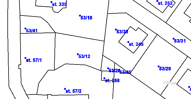 Parcela st. 53/25 v KÚ Suchá u Havlíčkova Brodu, Katastrální mapa